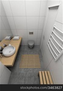 Modern design interior of toilet. 3D render