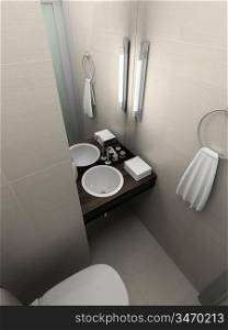Modern design interior of toilet. 3D render