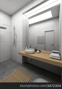 Modern design interior of toilet. 3D render