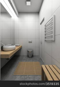 Modern design interior of toilet. 3D render