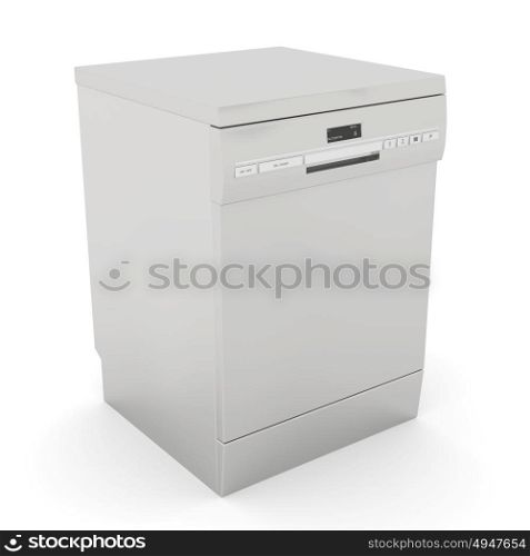 Modern dishwasher on white background