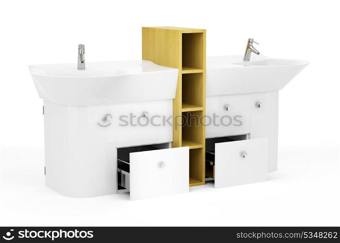 modern double bathroom sink isolated on white background