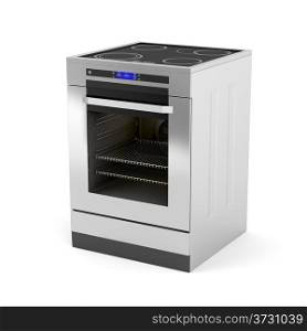 Modern electric cooker on white background
