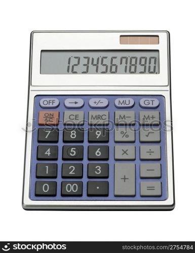 Modern electronic calculator. Isolated on white.