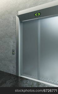 modern elevator with closed doors, 3d render