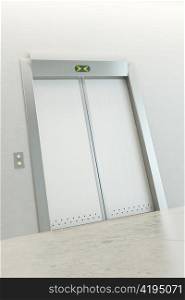 modern elevator with closed doors