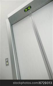 modern elevator with closed doors