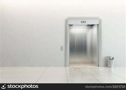 modern elevator with open doors