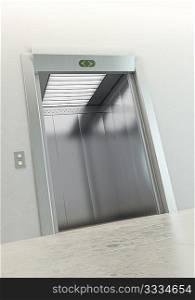 modern elevator with open doors