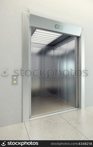 modern elevator with open doors