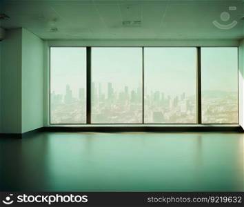 Modern empty elegant office with windows and workspaces. Business space for coworking. AI generated.. Modern empty elegant office with windows and workspaces. AI generated.