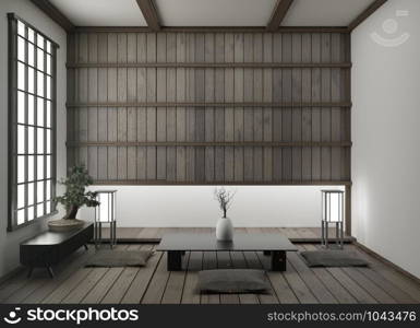 modern empty living room with floor tatami mat and traditional japanese.3D rendering