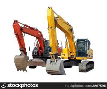 modern excavator isolated on the white background. modern excavators isolated on the white
