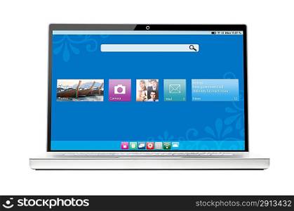 modern flat interface on laptop isolated on white background