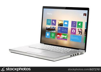 modern flat interface on laptop isolated on white background. modern laptop with ui