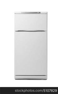 Modern fridge isolated on white background