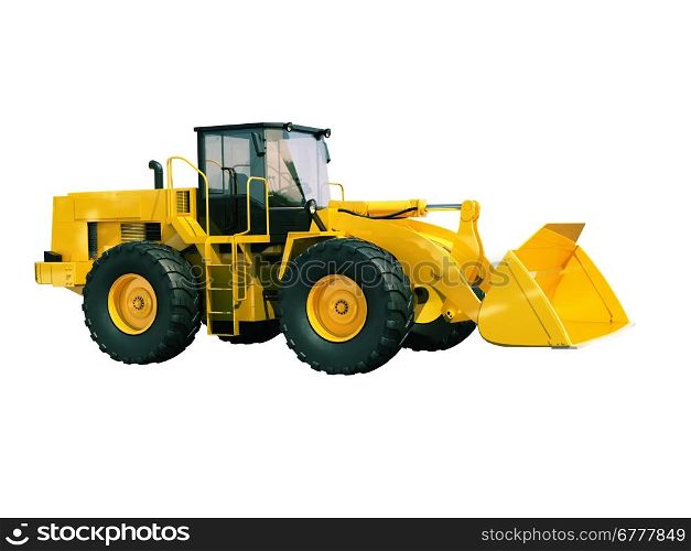 Modern front loader isolated on white background without shadow