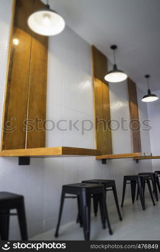 Modern furniture in indy coffee shop, stock photo
