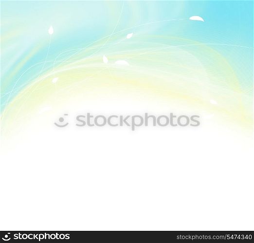 Modern futuristic background with abstract waves and floral pattern