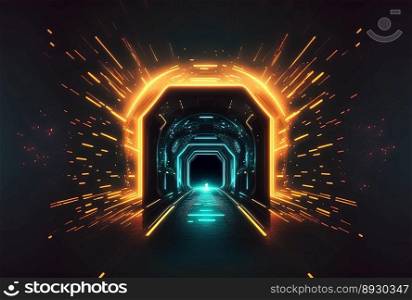 Modern Futuristic Corridor Background with Neon Glow