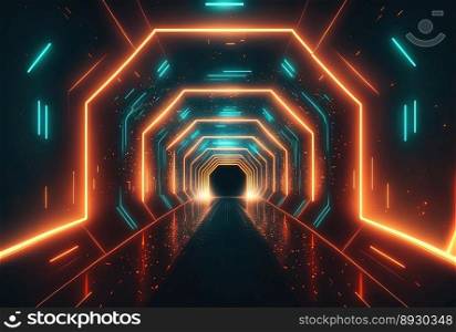 Modern Futuristic Corridor Background with Neon Glow