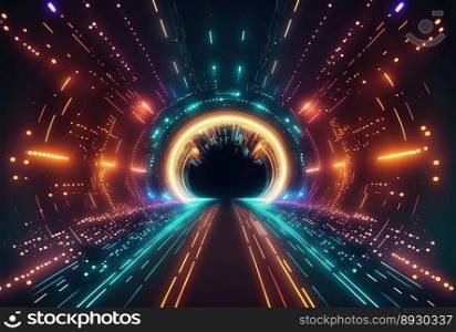 Modern Futuristic Corridor Tech Background with Neon Glow