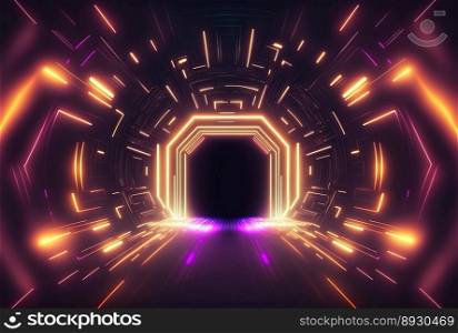 Modern Futuristic Tunnel Background with Neon Glow