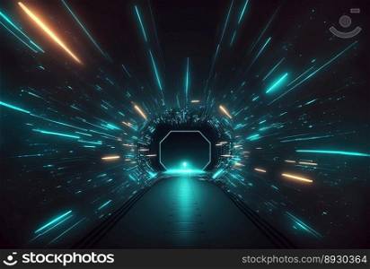Modern Futuristic Tunnel Tech Background with Neon Glow