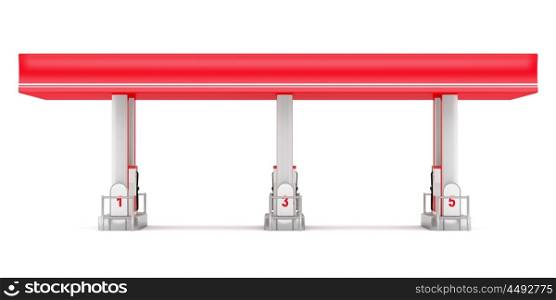 modern gas station isolated on white background. 3d illustration
