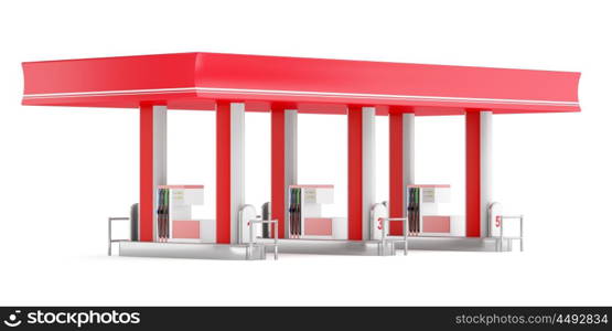 modern gas station isolated on white background. 3d illustration