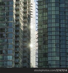 Modern glass buildings in downtown, Vancouver, British Columbia, Canada