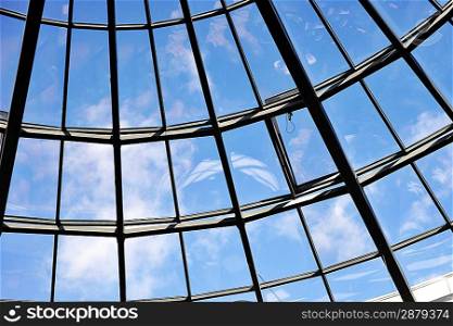 Modern glass roof of building