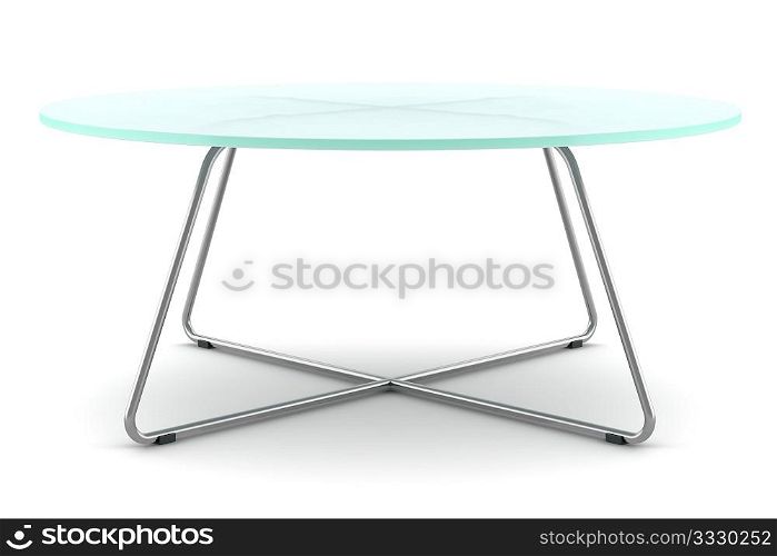 modern glass round table isolated on white background