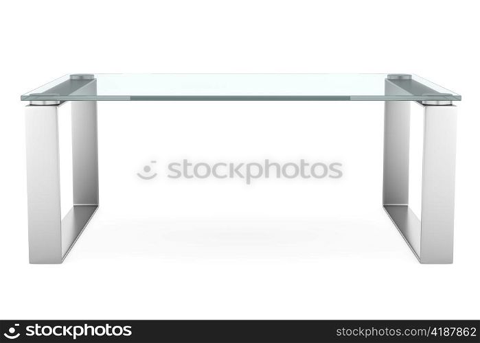 modern glass table isolated on white background