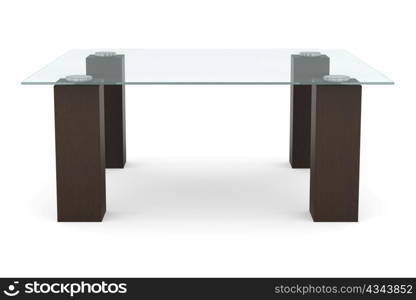 modern glass table isolated on white background
