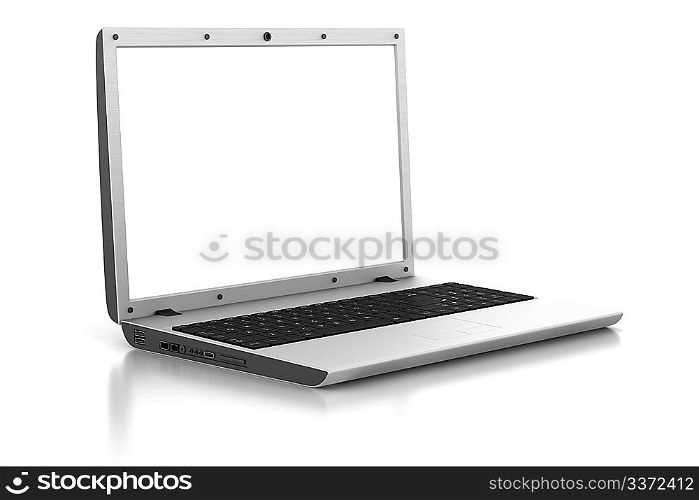 modern gray laptop isolated on white background