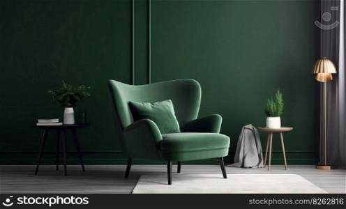 Modern green interior background. Illustration Generative AI 