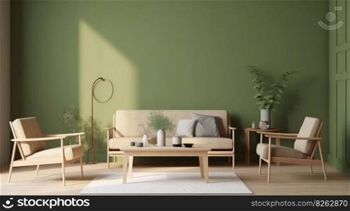Modern green interior background. Illustration Generative AI
