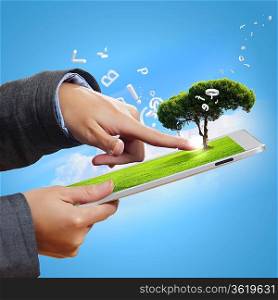 Modern green technology for ecology protection illustration