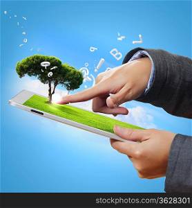 Modern green technology for ecology protection illustration