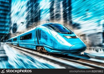 Modern high speed train. Neural network AI generated art. Modern high speed train. Neural network AI generated