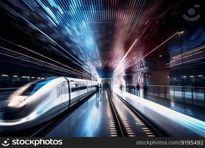 Modern high speed train. Neural network AI generated art. Modern high speed train. Neural network AI generated