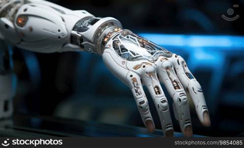 Modern high-tech medical cybernetic bionic hand prostheses, artificial substitutes for damaged or missing upper limbs. Modern high-tech medical cybernetic bionic hand prostheses, artificial substitutes for damaged or missing upper limbs.