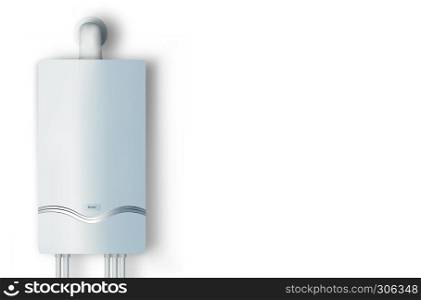 Modern home gas boiler. Heat up home. Heating a house concept. Isolated 3d illustration