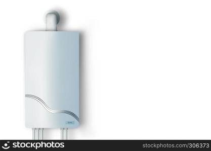 Modern home gas boiler. Heating a house concept Heat up home.Isolated 3d illustration