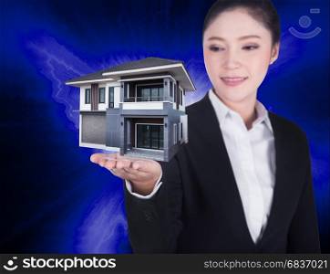 modern home in business woman hand