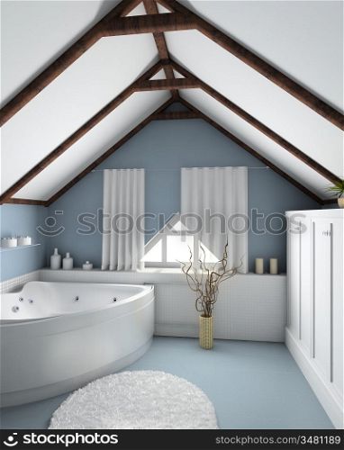 Modern home interior. 3D render. Bathroom. Exclusive design.