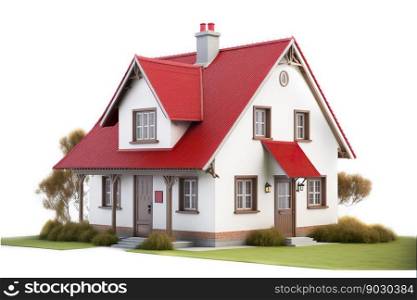 Modern house contemporary style isolated on white background , Generative Ai