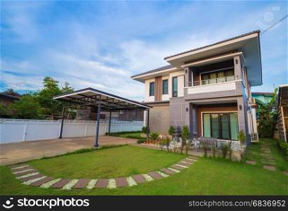 modern house with sky background
