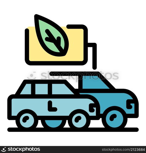 Modern hybrid cars icon. Outline modern hybrid cars vector icon color flat isolated. Modern hybrid cars icon color outline vector